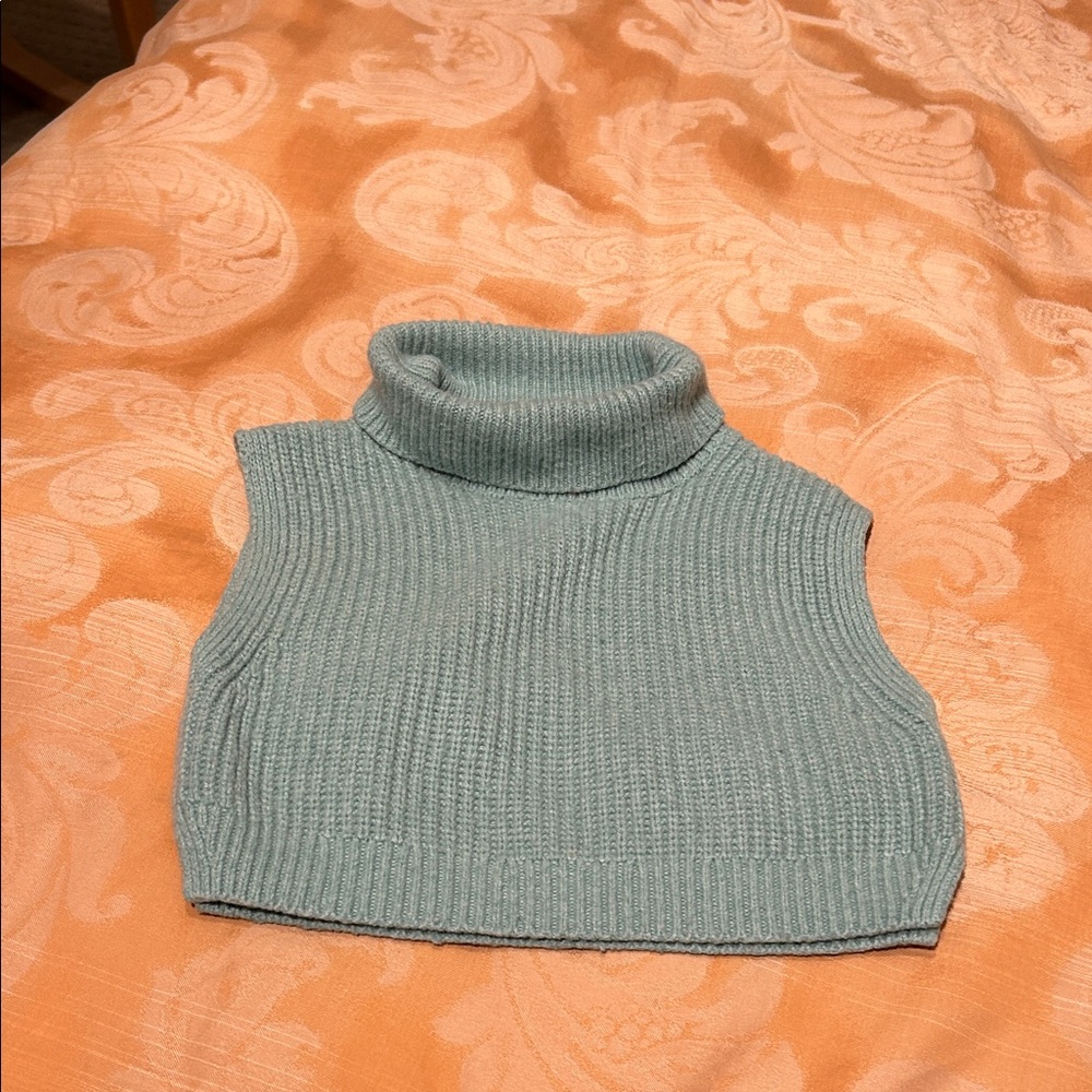 Mini Boden Women's Ribbed Turtleneck Sweater Vest - Blue